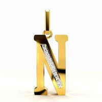 N SCRIPT DIAMOND PENDANT | 3D