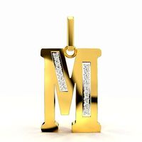 M  SCRIPT DIAMOND PENDANT | 3D