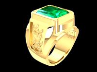 Zodiac Emeral Men Ring with Lucky Taurus 773 | 3D