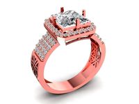 princess diamond rose gold ring women 1109 new design 2021 | 3D
