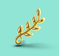 Olive branch stud earrings | 3D