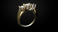 Ring with three stones | 3D