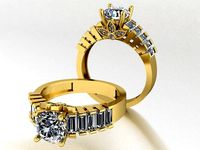 baguette solitaire ring | 3D