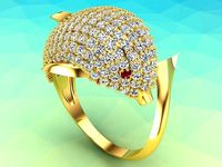 Dolphin rings - Fish Rings - Diamond ring - Womens Rings | 3D