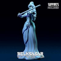 Girl Bard Necromancer Topless | 3D