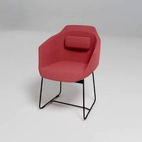 ULTRA - Sled base upholstered fabric chair with armrests -