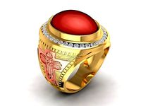 ruby gold ring with cross on side 641 | 3D