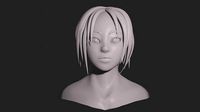Lowpoly stylized cartoon girl basemesh