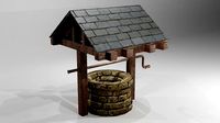 low poly water well