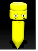3d cartoon non rigged pencil