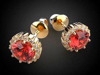 Earrings studs Gold E7 | 3D