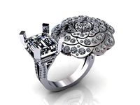 Camelia Ring Double Diamonds Pave | 3D