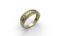 Womens ring with diamond and Greek meander ornament | 3D