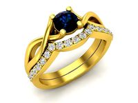 Diamond jewelry Solitaire ring and band for woman | 3D