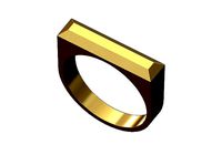 Geometric rectangular signet ring size 5to13 | 3D