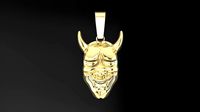 Hannya Mask Pendant 30mm Mid Size With Bell | 3D