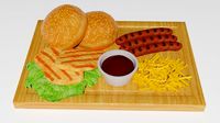 Wood platter with commonly liked food