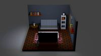 Living Room with PS5 - Low Poly