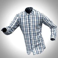 STYLISH INDIGO CHECKED SHIRT WITH STAND COLLAR