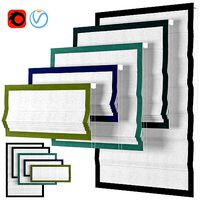 Roman Curtains 45 Loganova BLUE BORDER CHEVALLE DESIGN