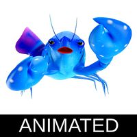 Blue Cray Animated Fish Toon