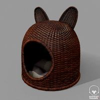 Pbr Textured Wicker Cat Basket