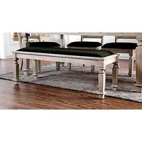 Antique Yellow Tomas Wood Upholstered Bench