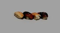Scanned shrimp and eel sushi