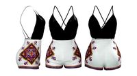 Spaghetti Strap  Printed Black Skinny Rompers