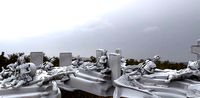 Dead soldiers in graveyard