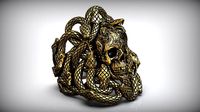 Medusa Gorgon Snakes Skull Head Ring | 3D
