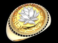 Lotos Versace man ring Sculpture jewelry gold silver | 3D