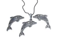 Dolphins set  pendant trinket earrings  | 3D