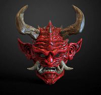 Japanese Hannya Mask Oni Demon Mask Samurai Mask | 3D