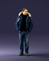Man in a winter jacket pilot 0084 3D Print Ready | 3D