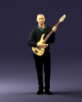 Male guitarist in shiny pants 0382 3D Print Ready | 3D