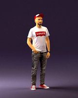 Man in red converse and hat 0406 3D Print Ready | 3D
