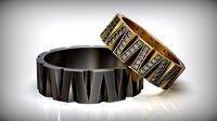 Victory Diamond Gold Rings  Wedding Band Set | 3D