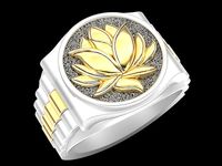 Lotos  Rolex man ring Sculpture jewelry gold silver | 3D