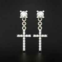 Stud Cross Dangle Earrings | 3D