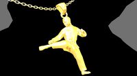 Karate Roundhouse pendant jewelry gold necklace medallion | 3D