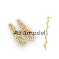 Long Fancy Dangle Earring | 3D