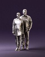 Fatty man hug woman in white in back 0882 3D Print Ready | 3D