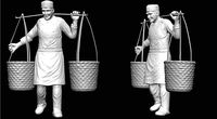 Vietnamese Cook Carrying Baskets | 3D