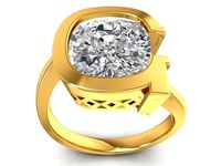 G Letter Ring with curshion diamond 3011 | 3D