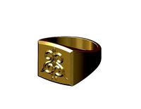 Large floral engraving signet US sizes 5to11 | 3D