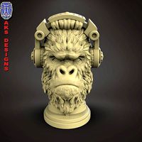 Gorilla with Headphone 1 Penstand cum flowerpot art | 3D