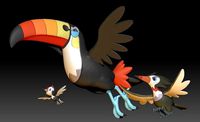 Pokemon Pikipek Trumbeak Toucannon | 3D
