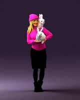 Woman in pink with rabits 0558 3D Print Ready | 3D