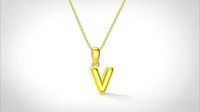 Model 566 Camber Initial V Letter Pendant | 3D